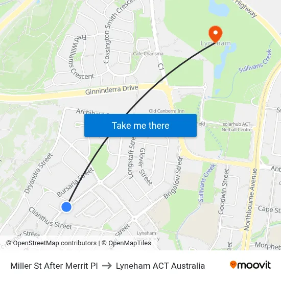 Miller St After Merrit Pl to Lyneham ACT Australia map