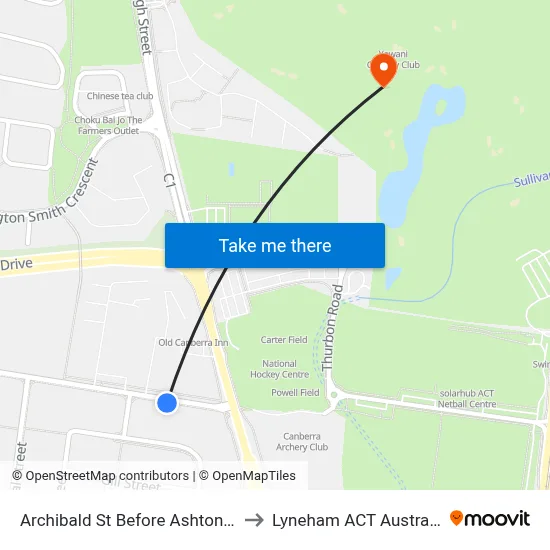 Archibald St Before Ashton St to Lyneham ACT Australia map
