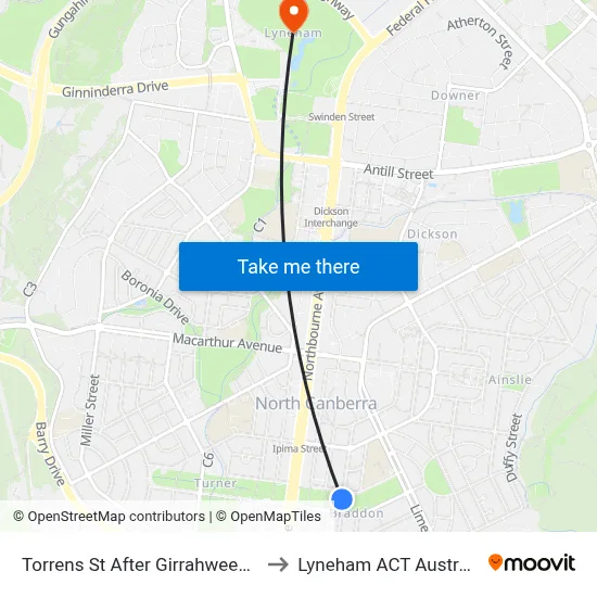 Torrens St After Girrahween St to Lyneham ACT Australia map