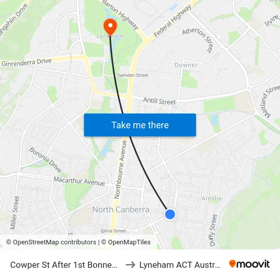 Cowper St After 1st Bonney St to Lyneham ACT Australia map