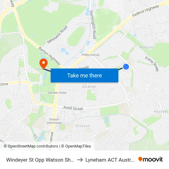 Windeyer St Opp Watson Shops to Lyneham ACT Australia map