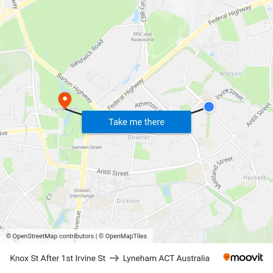 Knox St After 1st Irvine St to Lyneham ACT Australia map