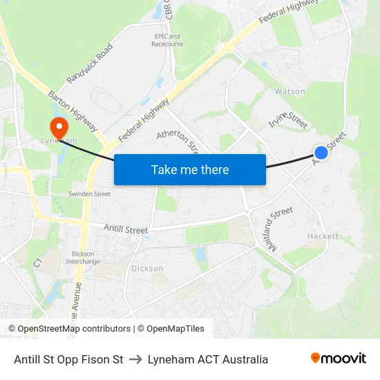 Antill St Opp Fison St to Lyneham ACT Australia map