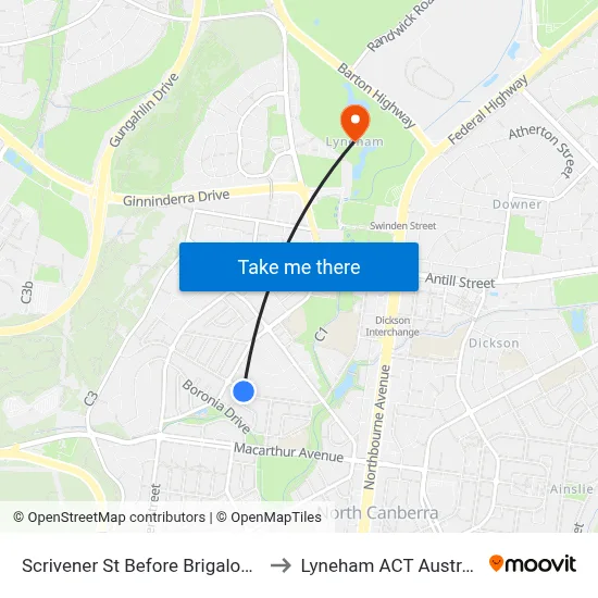 Scrivener St Before Brigalow St to Lyneham ACT Australia map