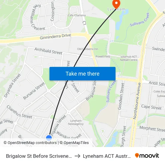 Brigalow St Before Scrivener St to Lyneham ACT Australia map