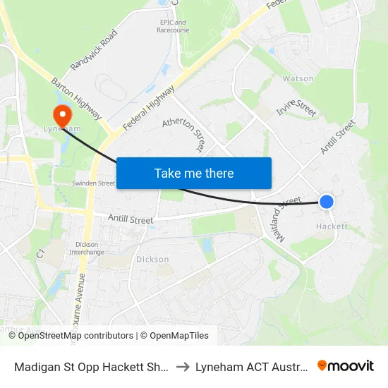 Madigan St Opp Hackett Shops to Lyneham ACT Australia map