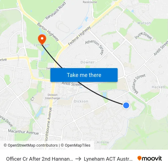 Officer Cr After 2nd Hannan Cr to Lyneham ACT Australia map