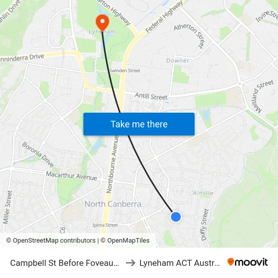 Campbell St Before Foveaux St to Lyneham ACT Australia map