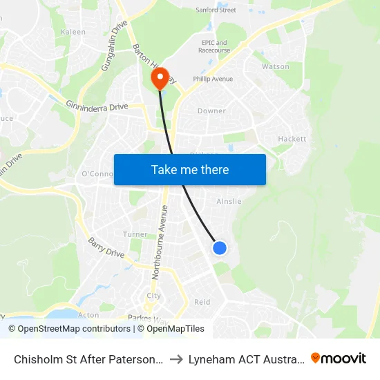 Chisholm St After Paterson St to Lyneham ACT Australia map