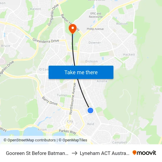 Gooreen St Before Batman St to Lyneham ACT Australia map
