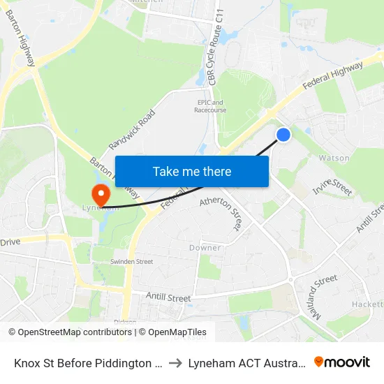 Knox St Before Piddington St to Lyneham ACT Australia map