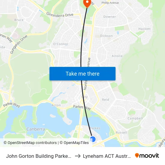 John Gorton Building Parkes Pl to Lyneham ACT Australia map