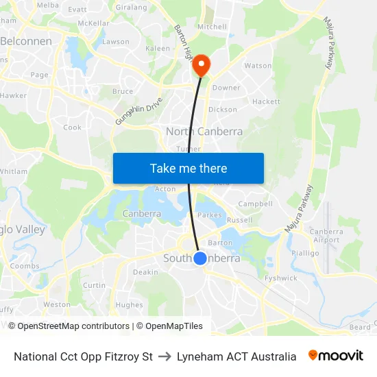 National Cct Opp Fitzroy St to Lyneham ACT Australia map