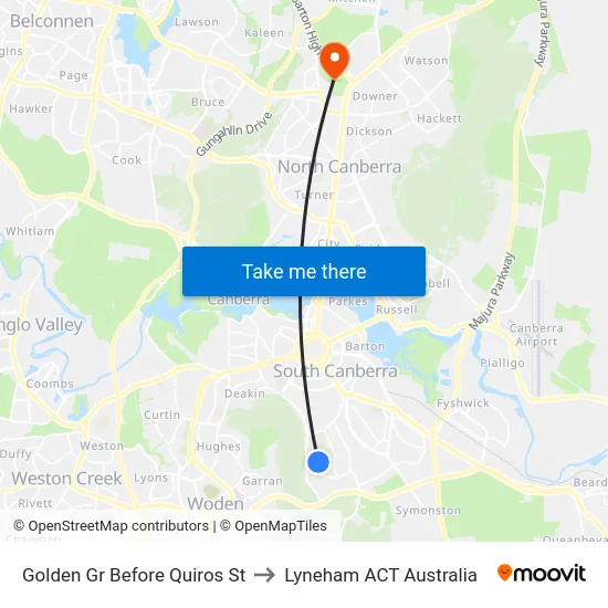 Golden Gr Before Quiros St to Lyneham ACT Australia map
