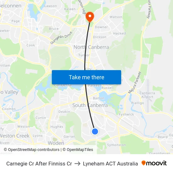 Carnegie Cr After Finniss Cr to Lyneham ACT Australia map