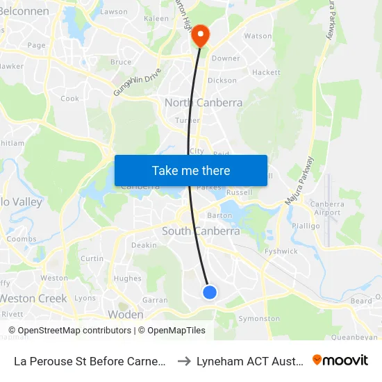 La Perouse St Before Carnegie Cr to Lyneham ACT Australia map