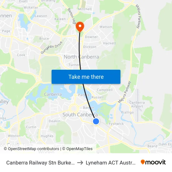 Canberra Railway Stn Burke Cr to Lyneham ACT Australia map