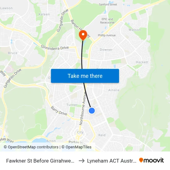 Fawkner St Before Girrahween St to Lyneham ACT Australia map