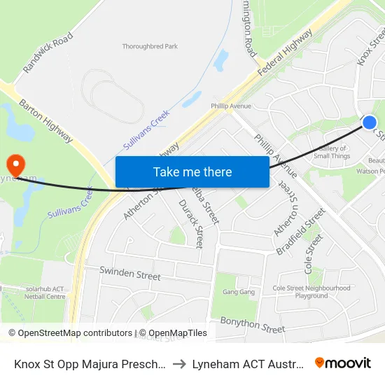 Knox St Opp Majura Preschool to Lyneham ACT Australia map