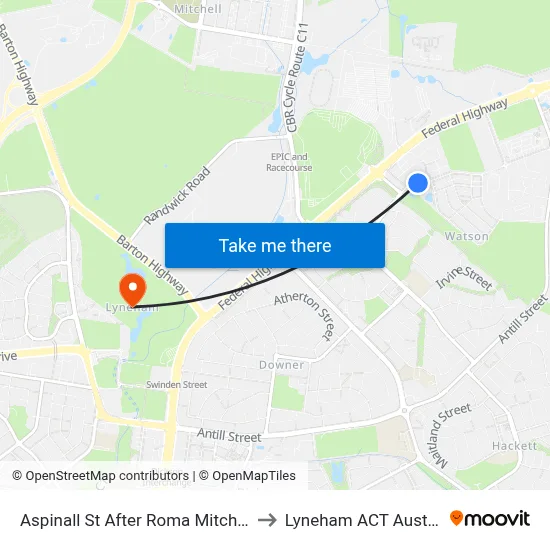 Aspinall St After Roma Mitchell Cr to Lyneham ACT Australia map