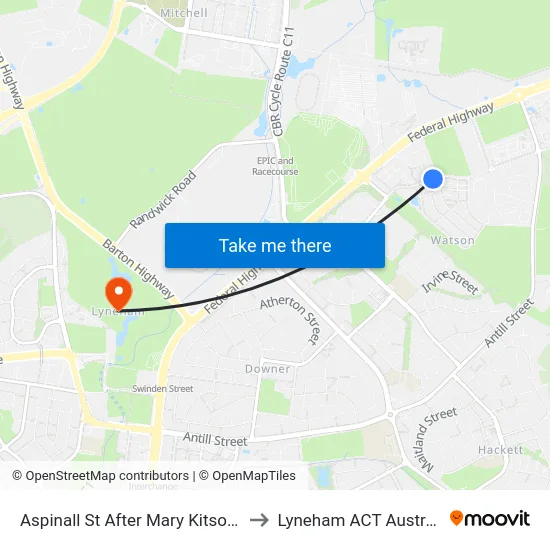 Aspinall St After Mary Kitson St to Lyneham ACT Australia map