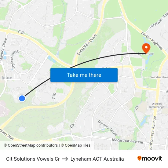 Cit Solutions Vowels Cr to Lyneham ACT Australia map