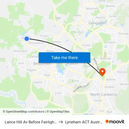 Lance Hill Av Before Fairlight St to Lyneham ACT Australia map