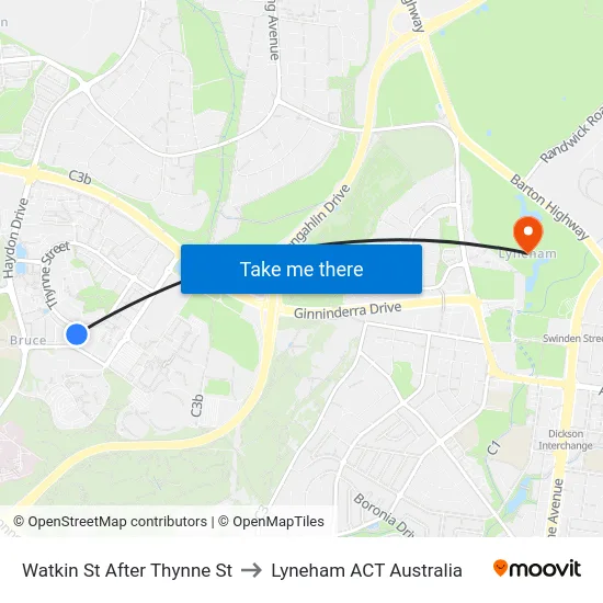 Watkin St After Thynne St to Lyneham ACT Australia map