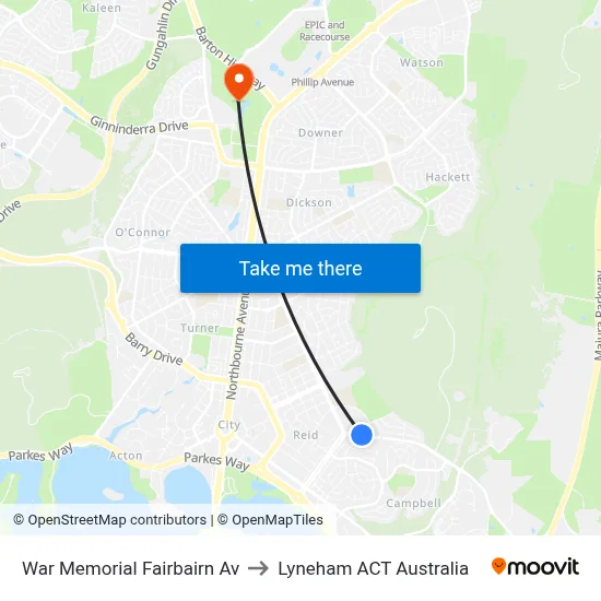 War Memorial Fairbairn Av to Lyneham ACT Australia map