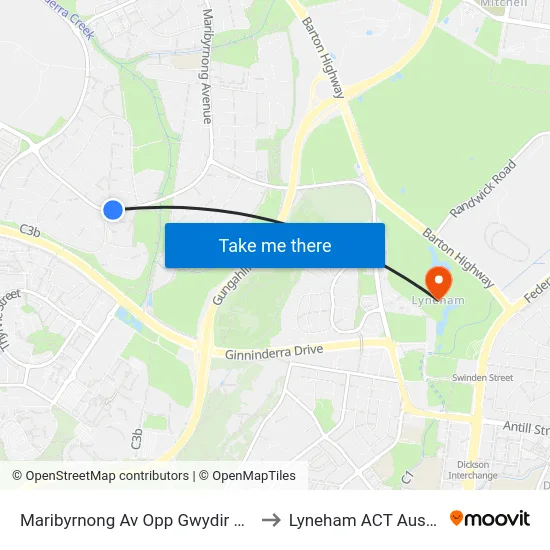 Maribyrnong Av Opp Gwydir Square to Lyneham ACT Australia map