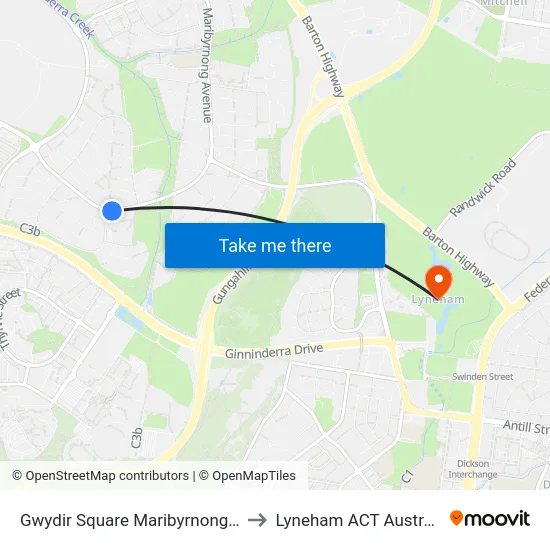 Gwydir Square Maribyrnong Av to Lyneham ACT Australia map
