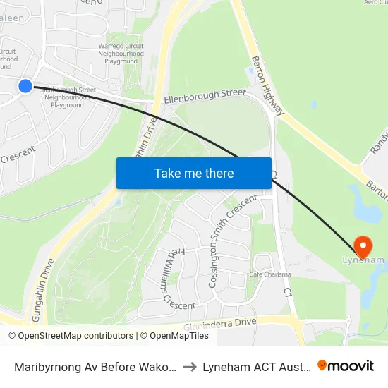 Maribyrnong Av Before Wakool Cct to Lyneham ACT Australia map