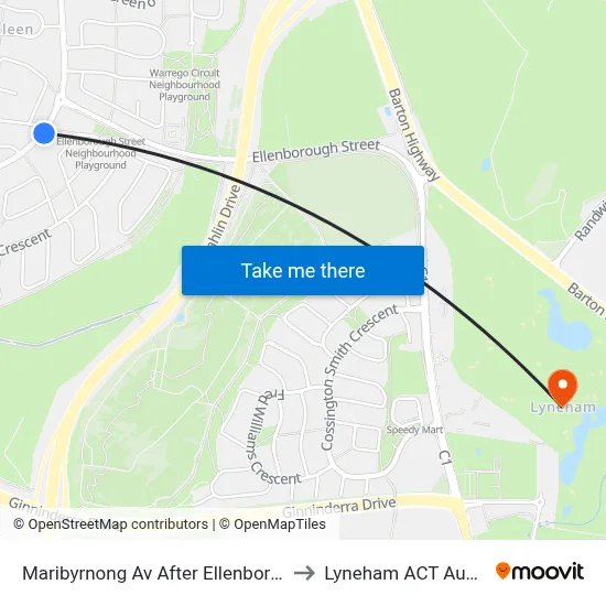 Maribyrnong Av After Ellenborough St to Lyneham ACT Australia map