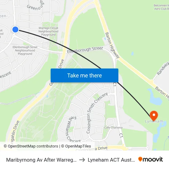 Maribyrnong Av After Warrego Cct to Lyneham ACT Australia map