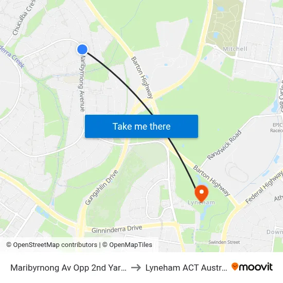 Maribyrnong Av Opp 2nd Yarra St to Lyneham ACT Australia map