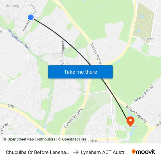 Chuculba Cr Before Lenehan St to Lyneham ACT Australia map