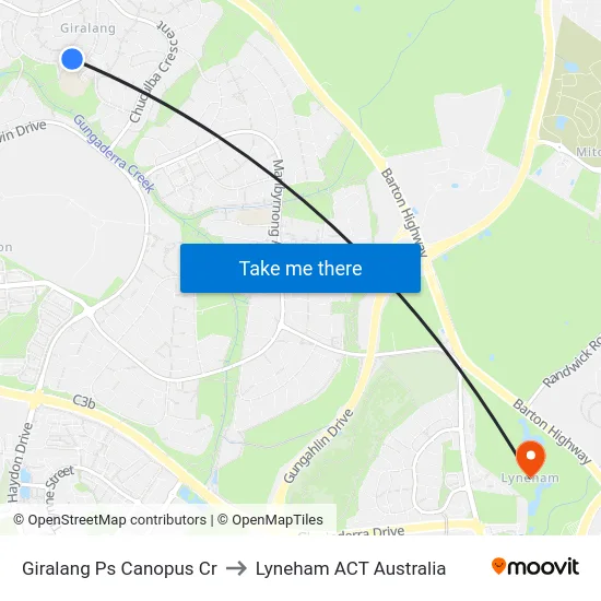 Giralang Ps Canopus Cr to Lyneham ACT Australia map