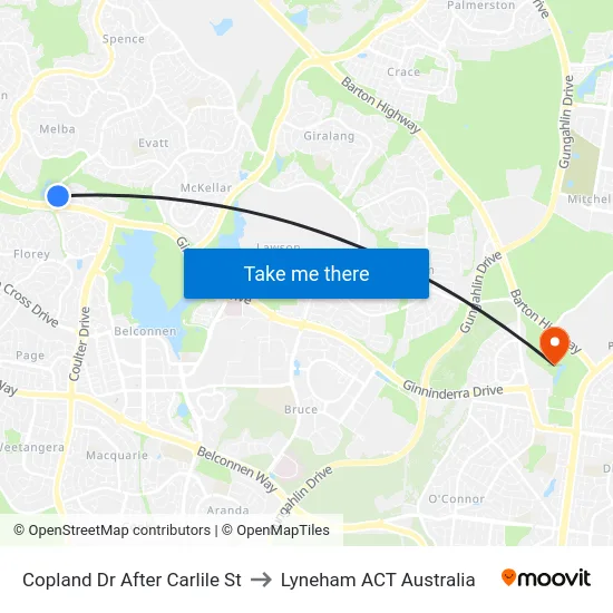 Copland Dr After Carlile St to Lyneham ACT Australia map