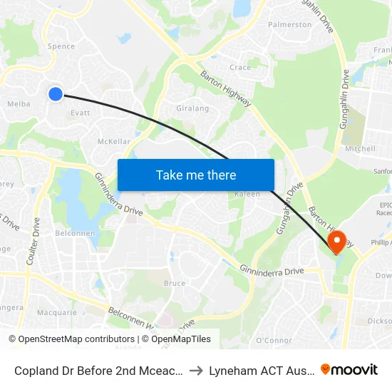 Copland Dr Before 2nd Mceachern Cr to Lyneham ACT Australia map