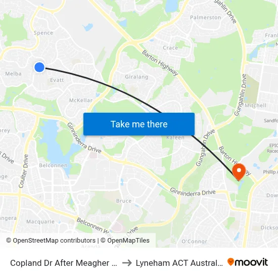 Copland Dr After Meagher Pl to Lyneham ACT Australia map