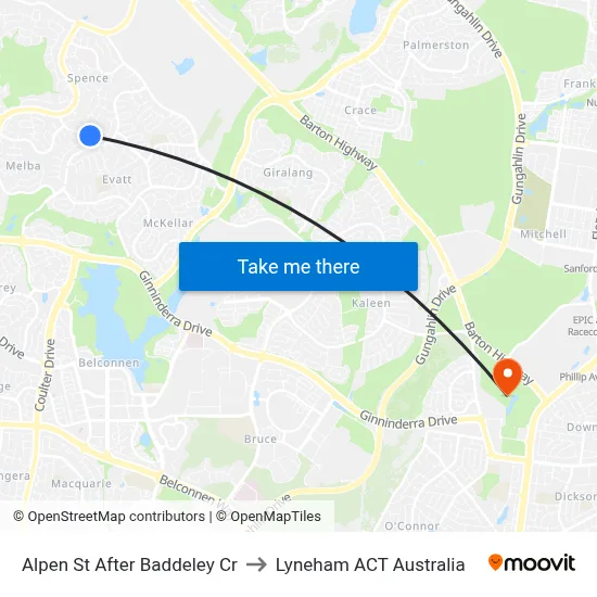 Alpen St After Baddeley Cr to Lyneham ACT Australia map