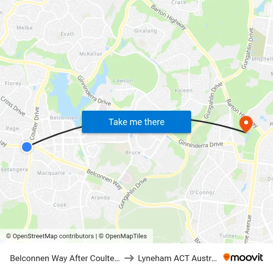Belconnen Way After Coulter Dr to Lyneham ACT Australia map