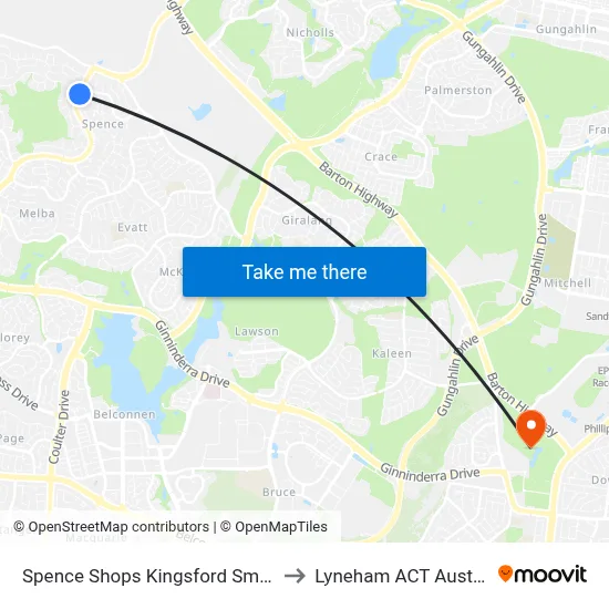 Spence Shops Kingsford Smith Dr to Lyneham ACT Australia map