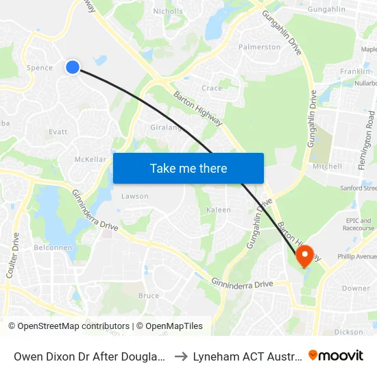 Owen Dixon Dr After Douglass St to Lyneham ACT Australia map