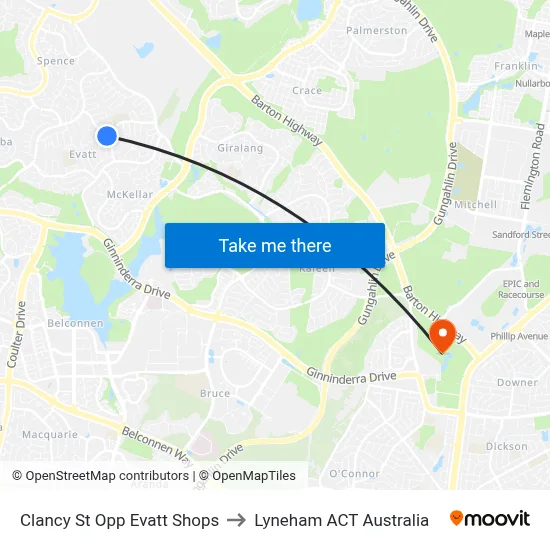 Clancy St Opp Evatt Shops to Lyneham ACT Australia map
