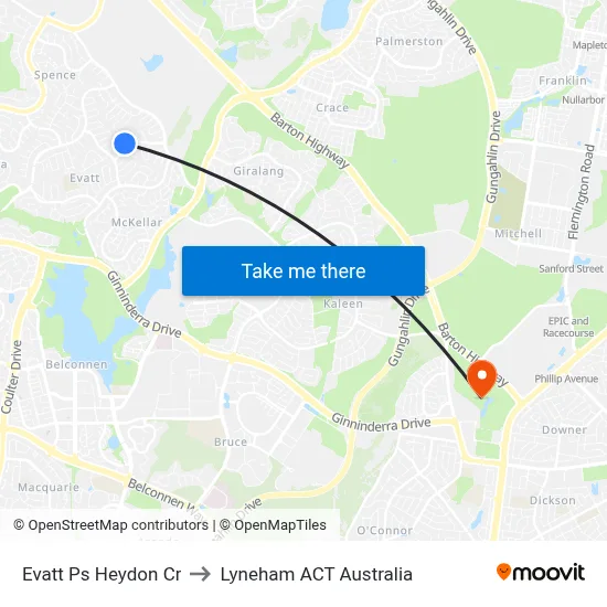 Evatt Ps Heydon Cr to Lyneham ACT Australia map