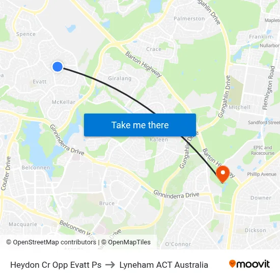 Heydon Cr Opp Evatt Ps to Lyneham ACT Australia map