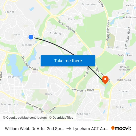 William Webb Dr After 2nd Sproule Cct to Lyneham ACT Australia map