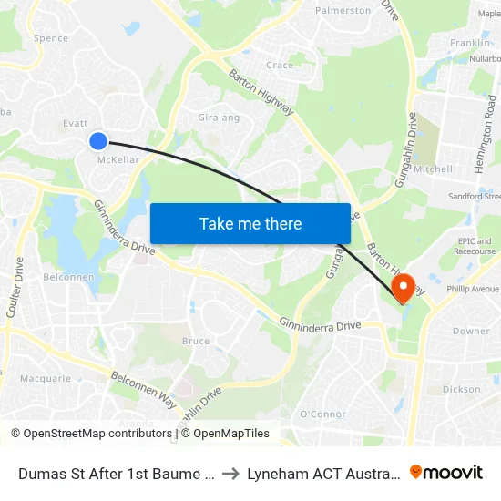 Dumas St After 1st Baume Cr to Lyneham ACT Australia map