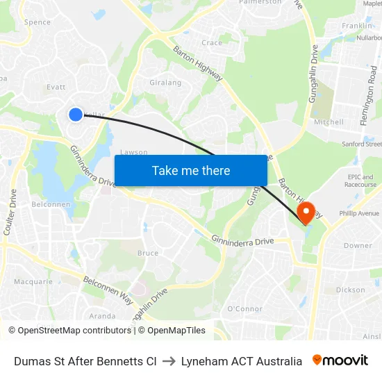 Dumas St After Bennetts Cl to Lyneham ACT Australia map